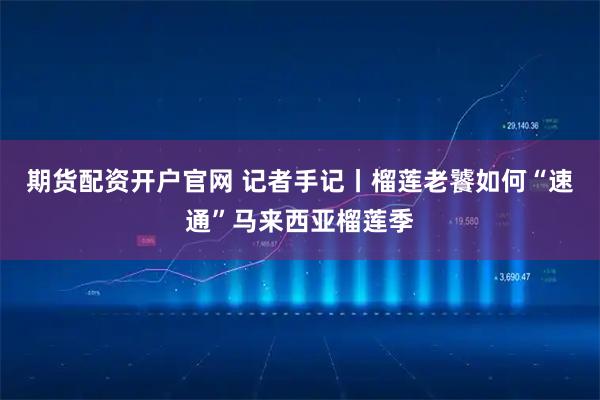 期货配资开户官网 记者手记丨榴莲老饕如何“速通”马来西亚榴莲季