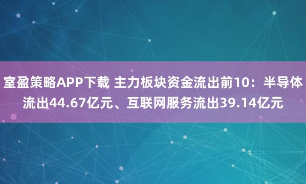 室盈策略APP下载 主力板块资金流出前10：半导体流出44.67亿元、互联网服务流出39.14亿元